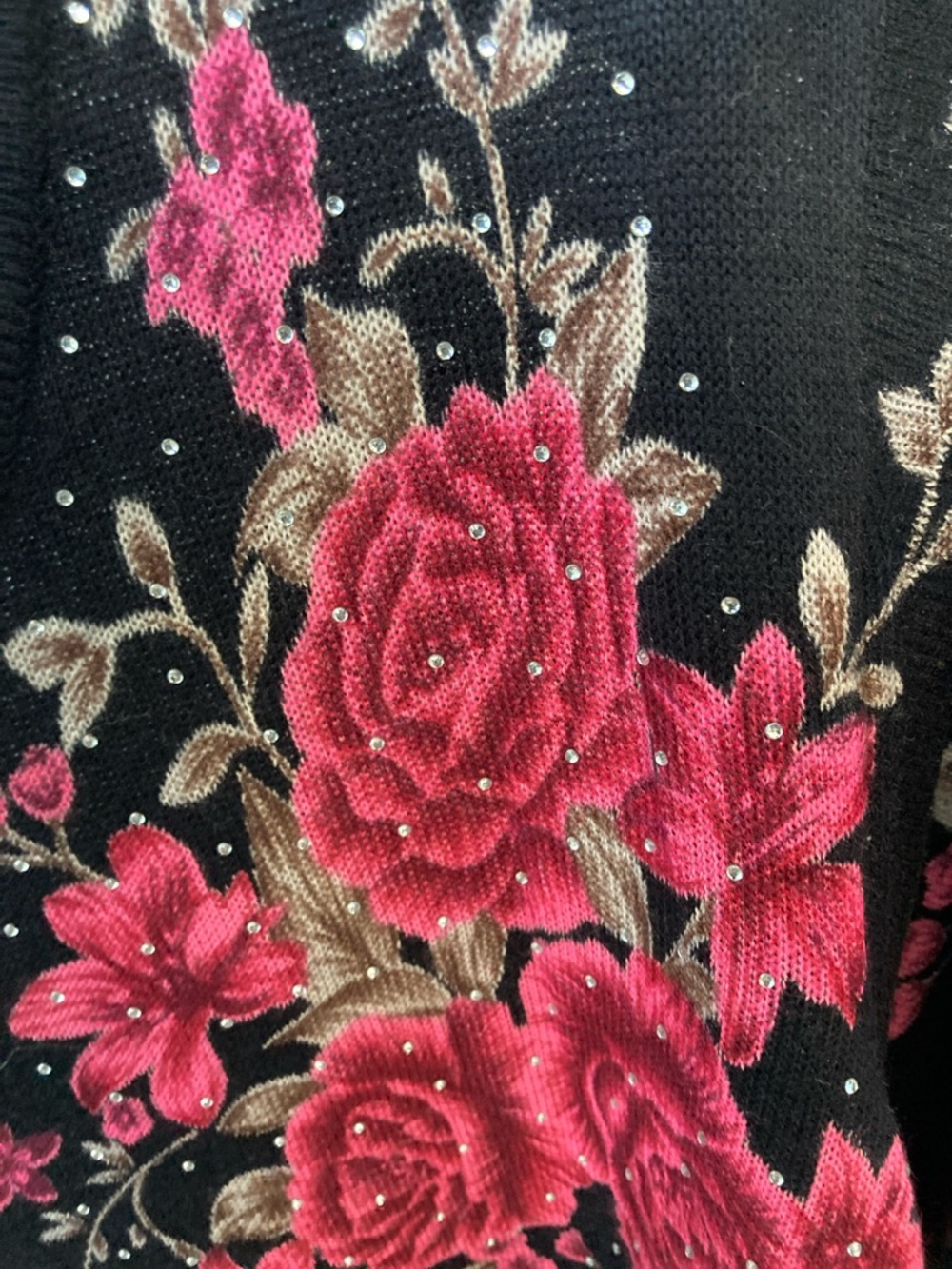Emily Daniels Floral print with bling accents crewneck lightweight sweater 3X - Picture 5 of 17